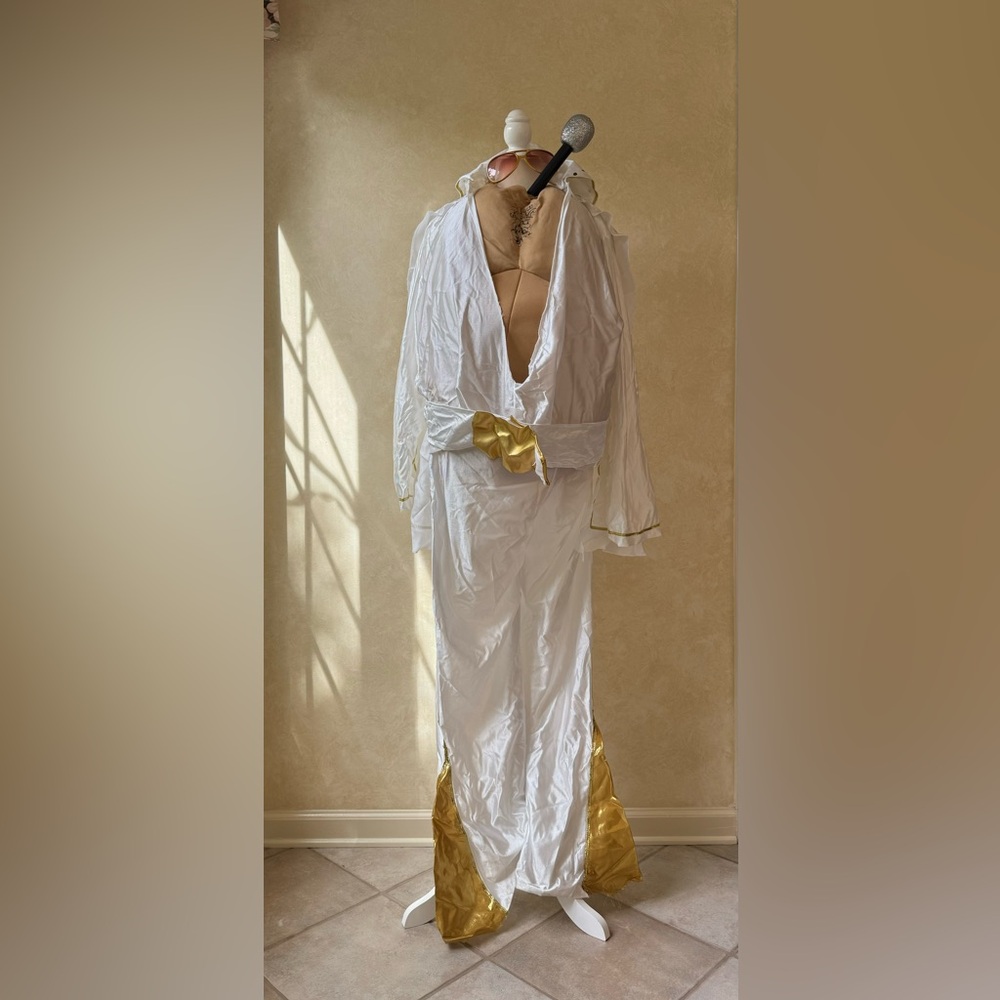 Elegant White and Gold Costume Gown